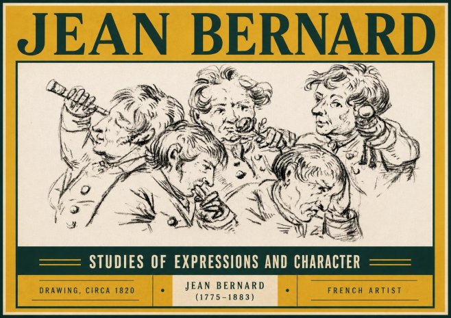 Jean Bernard Studies of Expressions and Character No5 - Plakat