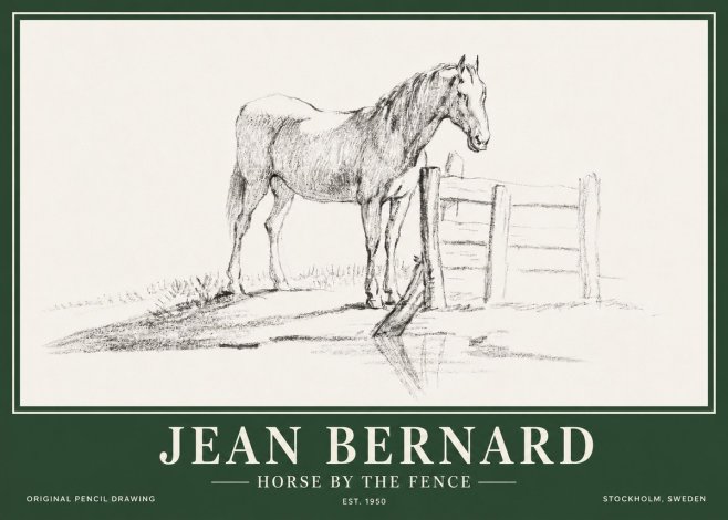Jean Bernard Horse by the Fence No3 - Plakat