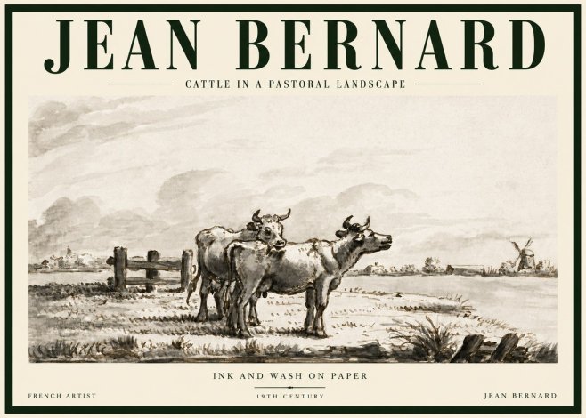 Jean Bernard Cattle in a Pastoral Landscape No5 - Plakat