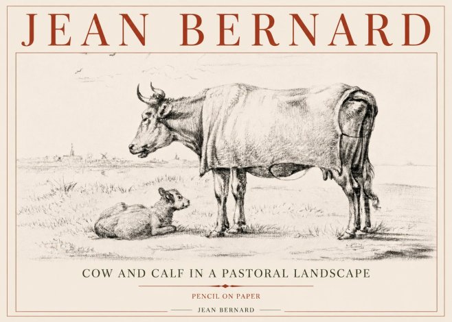 Jean Bernard Cow and Calf in a Pastoral Landscape No5 - Plakat