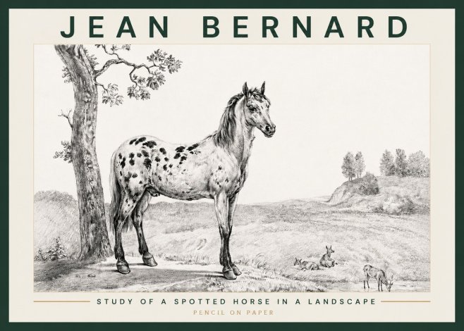 Jean Bernard Study of a Spotted Horse in a Landscape No3 - Plakat