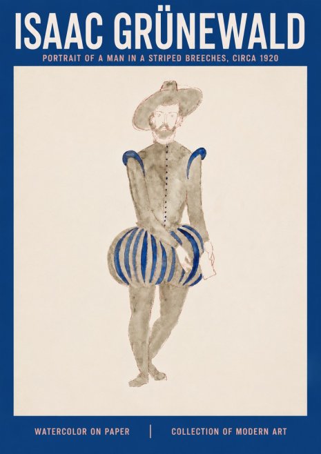 Isaac Grünewald Portrait of a Man in a Striped Breeches No3 - Plakat