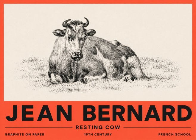 Jean Bernard Resting Cow V No2 - Plakat