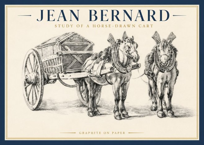 Jean Bernard Horse Team and Cart No4 - Plakat