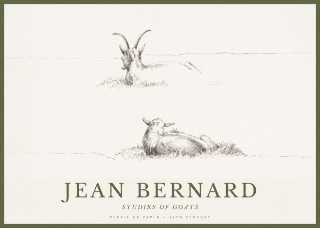 Jean Bernard Two Goats Resting No2 - Plakat