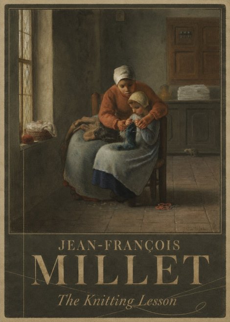 Jean-François Millet The Knitting Lesson II No5 - Plakat