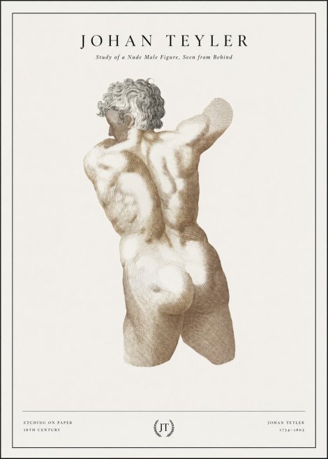 Johan Teyler Study of a Nude Male Figure, Seen from Behind No1 - Plakat
