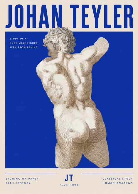 Johan Teyler Study of a Nude Male Figure, Seen from Behind No3 - Plakat