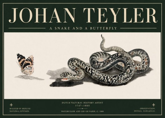 Johan Teyler Snake and Butterfly No5 - Plakat