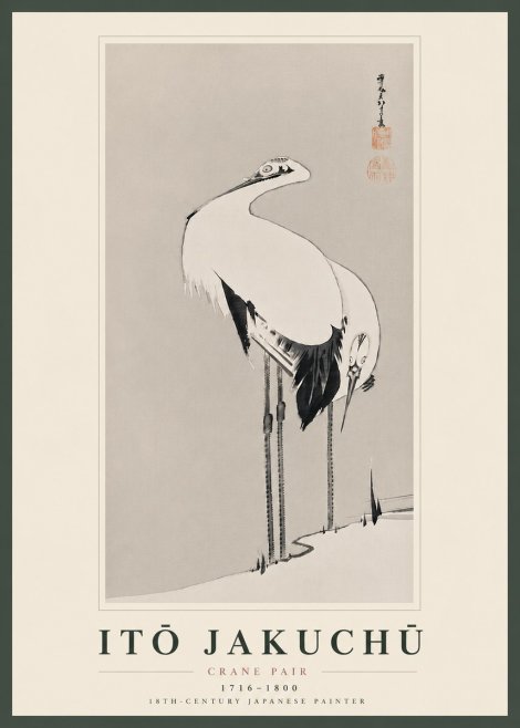 Itō Jakuchū Crane Pair No8 - Plakat