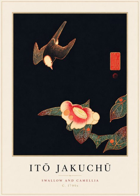 Itō Jakuchū Swallow and Camellia No3 - Plakat