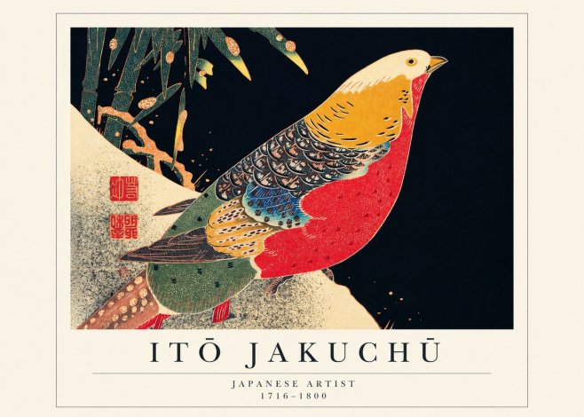 Itō Jakuchū Golden Pheasant and Bamboo No1 - Plakat