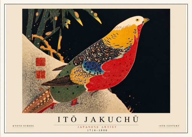 Itō Jakuchū Golden Pheasant and Bamboo No3 - Plakat