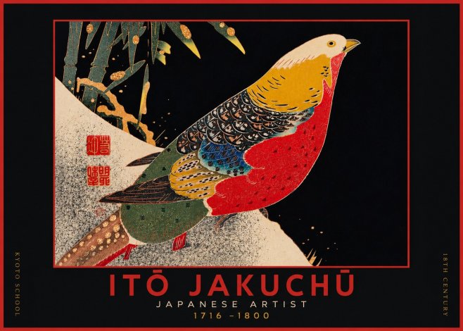 Itō Jakuchū Golden Pheasant and Bamboo No4 - Plakat