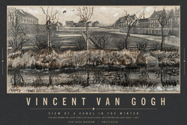 Van Gogh View of a Canal in the Winter No5 - Plakat