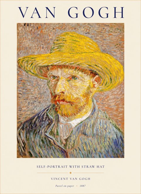 Van Gogh Self-portrait with Straw Hat I No1 - Plakat