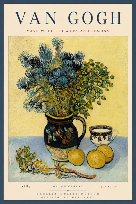 Van Gogh Vase with Flowers and Lemons No2 - Plakat