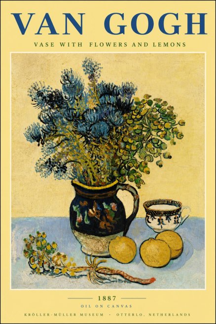 Van Gogh Vase with Flowers and Lemons No5 - Plakat