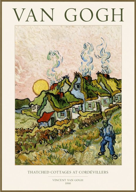 Van Gogh Cottages with Thatched Roofs No2 - Plakat