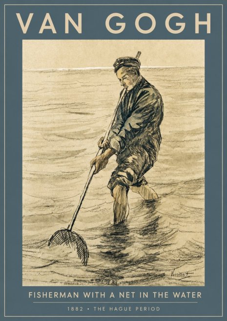 Van Gogh Fisherman with Net No3 - Plakat