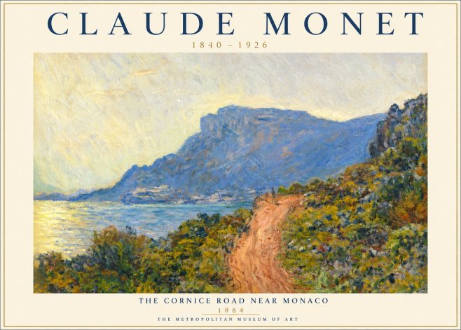 Monet The Cornice Road Near Monaco No3 - Plakat
