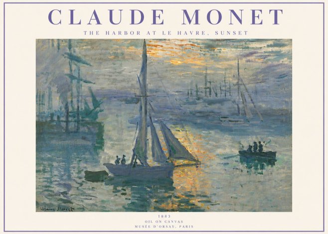 Monet The Harbor at Le Havre, Sunset No6 - Plakat