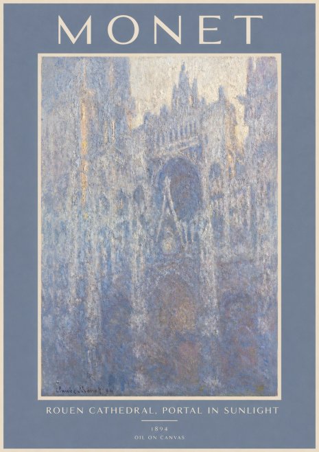 Monet Rouen Cathedral, Portal in Sunlight No2 - Plakat