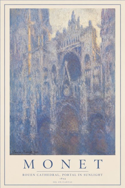 Monet Rouen Cathedral, Portal in Sunlight No4 - Plakat