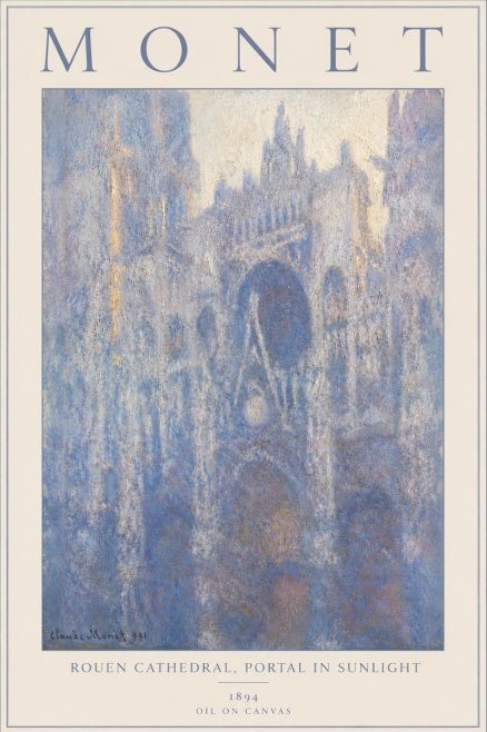 Monet Rouen Cathedral, Portal in Sunlight No6 - Plakat