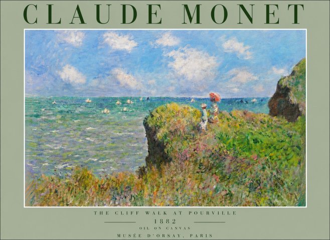Monet The Cliff Walk at Pourville No3 - Plakat