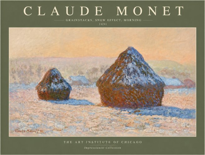 Monet Grainstacks, Snow Effect, Morning No6 - Plakat