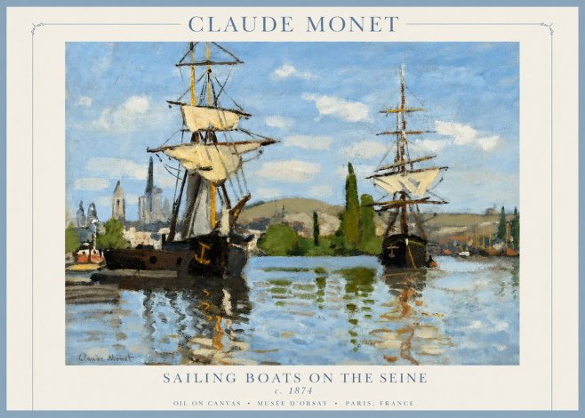 Monet Sailing Boats on the Seine No2 - Plakat