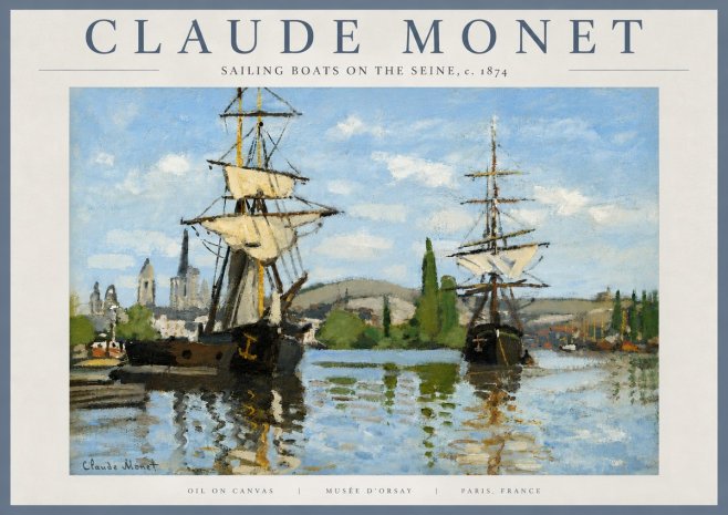 Monet Sailing Boats on the Seine No5 - Plakat