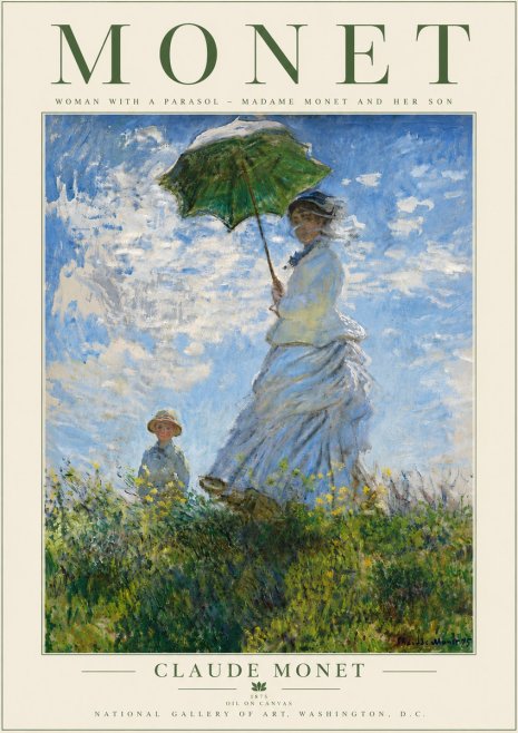 Monet Woman with a Parasol – Madame Monet and Her Son No5 - Plakat