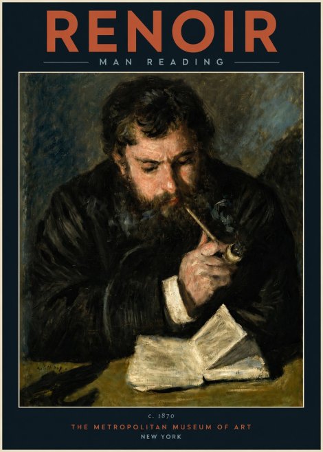 Renoir Man Reading No2 - Plakat
