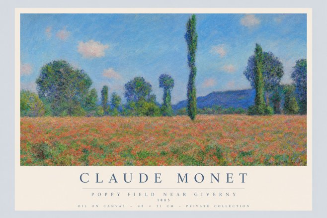 Monet Poppy Field Near Giverny No3 - Plakat