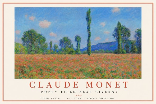 Monet Poppy Field Near Giverny No5 - Plakat