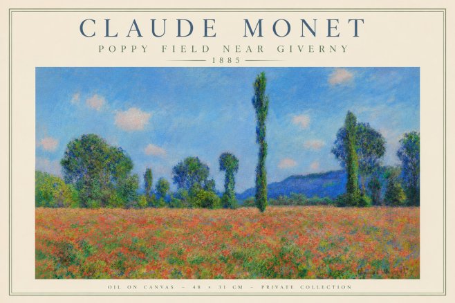 Monet Poppy Field Near Giverny No6 - Plakat