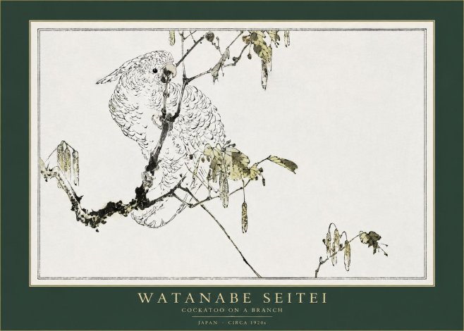 Watanabe Seitei Cockatoo on a Branch No2 - Plakat