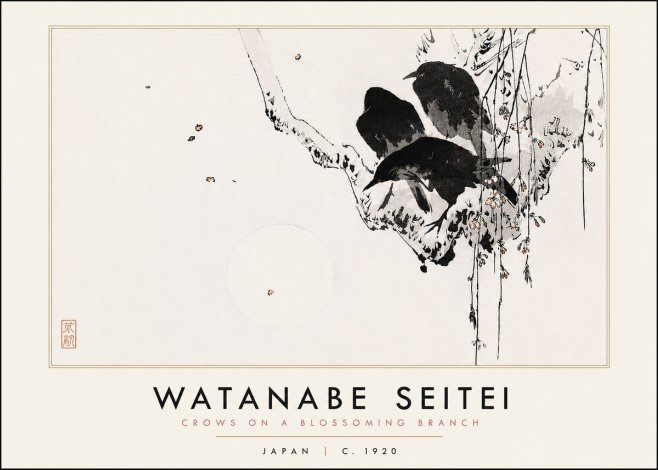 Watanabe Seitei Crows on a Blossoming Branch No6 - Plakat