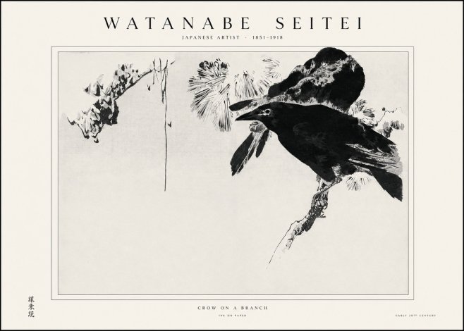 Watanabe Seitei Crow on a Branch No1 - Plakat