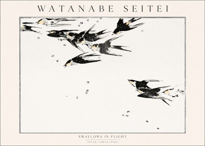 Watanabe Seitei Swallows in Flight No1 - Plakat