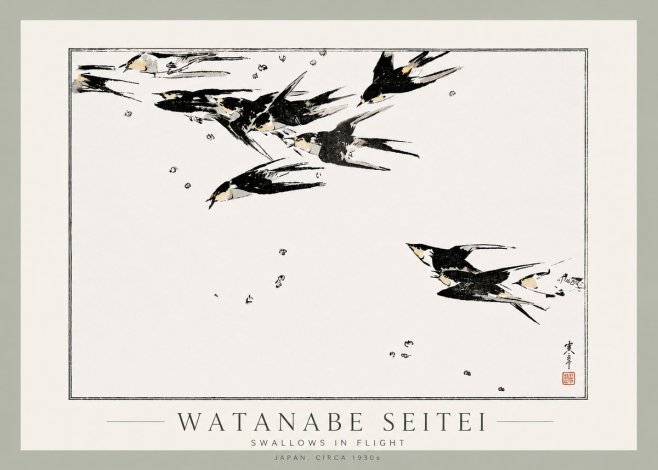 Watanabe Seitei Swallows in Flight No3 - Plakat