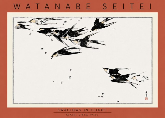 Watanabe Seitei Swallows in Flight No5 - Plakat