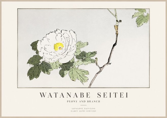 Watanabe Seitei Peony and Branch No1 - Plakat