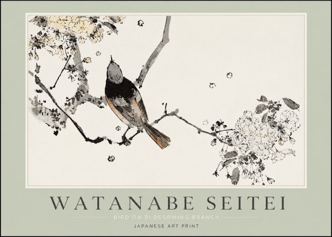 Watanabe Seitei Bird on Blossoming Branch No2 - Plakat