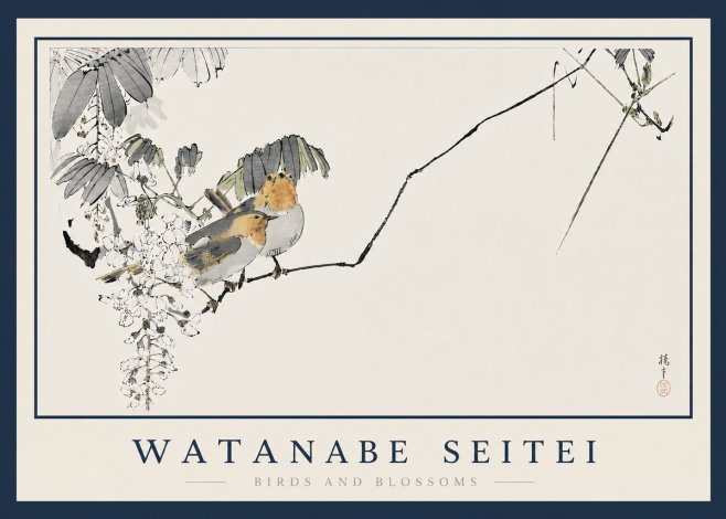 Watanabe Seitei Birds and Blossoms No3 - Plakat