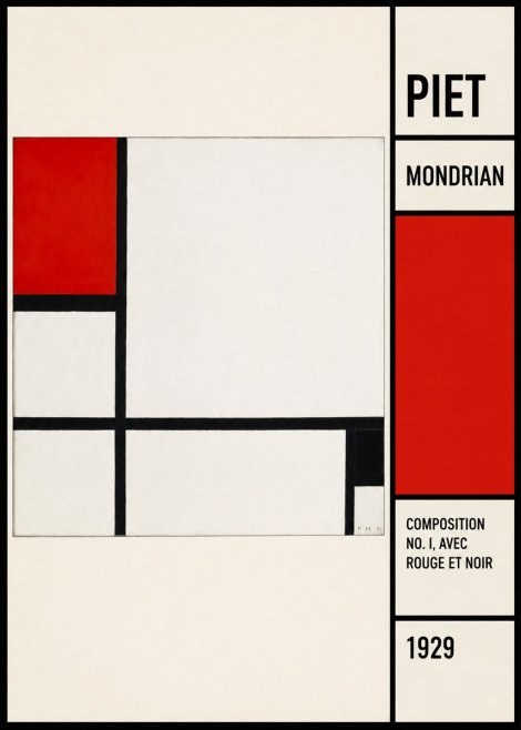 Piet Mondrian Composition No. I, Avec Rouge Et Noir No3 - Plakat