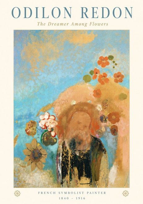 Odilon Redon The Dreamer Among Flowers No1 - Plakat
