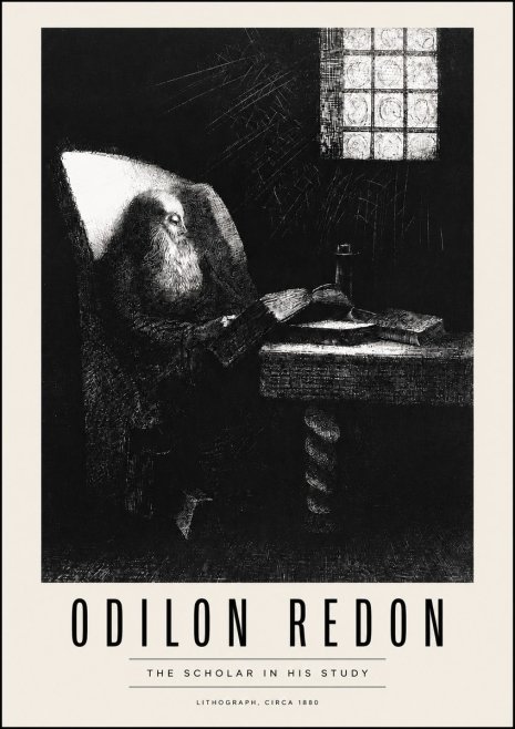 Odilon Redon The Scholar in His Study No4 - Plakat